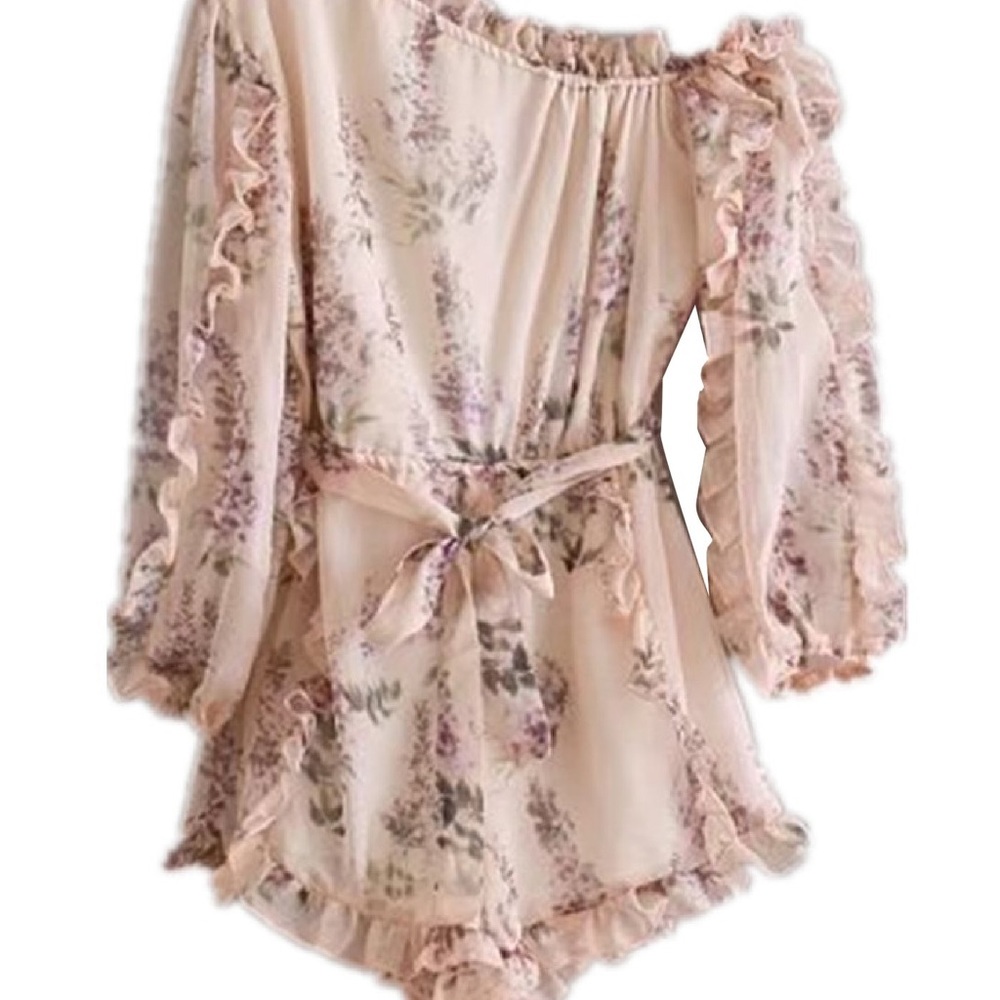 Goodnight Macaroon Floral Ruffled Romper NWT